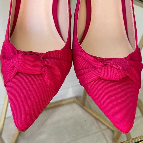 New Nine West slingback hot pink grosgrain fabric pumps 4" heel size 7M - Picture 2 of 6